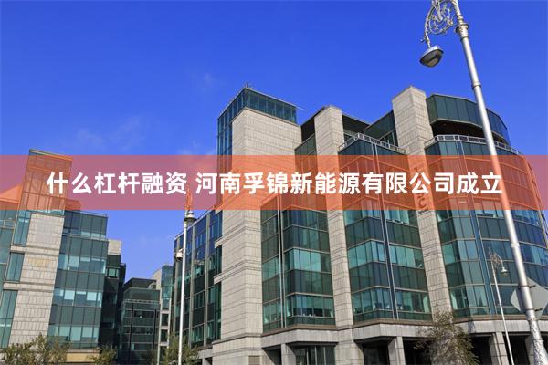 什么杠杆融资 河南孚锦新能源有限公司成立