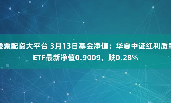 股票配资大平台 3月13日基金净值：华夏中证红利质量ETF最新净值0.9009，跌0.28%